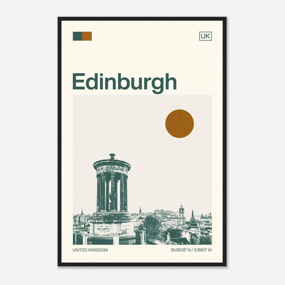 Edinburgh Calton Hill Dugald Stewart Monument View Travel Poster