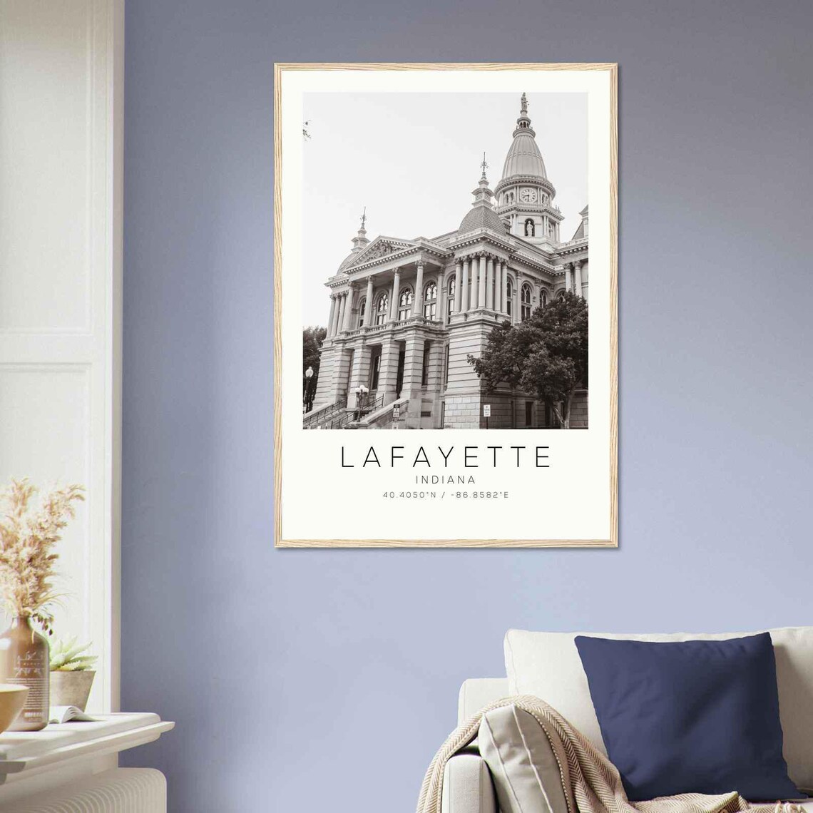 Lafayette Indiana Historic Courthouse Dome Black White Photo Poster - Image 2