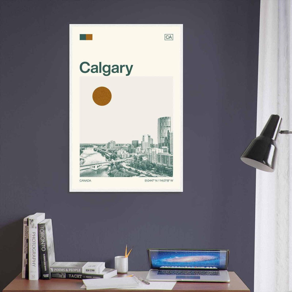 Calgary Canada Bow River Downtown Skyline View Art Travel Poster - Image 3