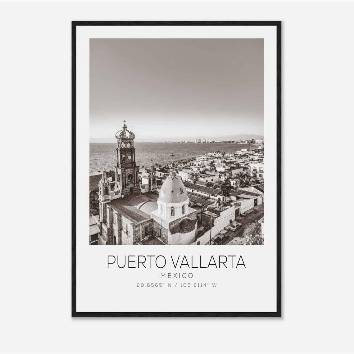 Puerto Vallarta Mexico Travel Photo Poster Bw Puerto Vallarta Travel Print Minimalist Travel Poster Print Ds2