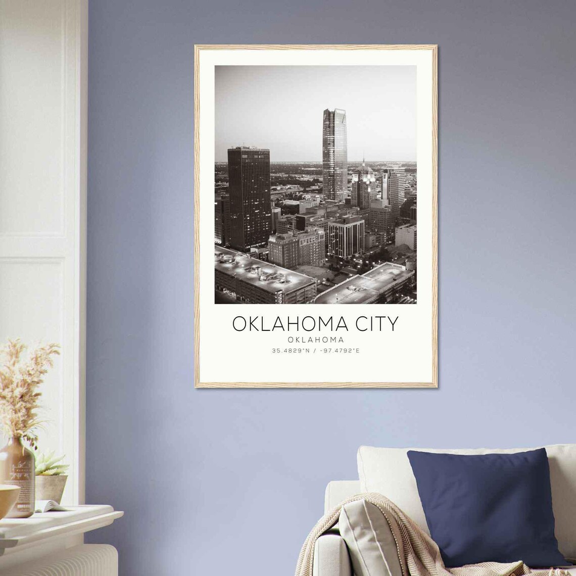 Oklahoma City Devon Tower Skyline Black and White Photo Poster - Image 2