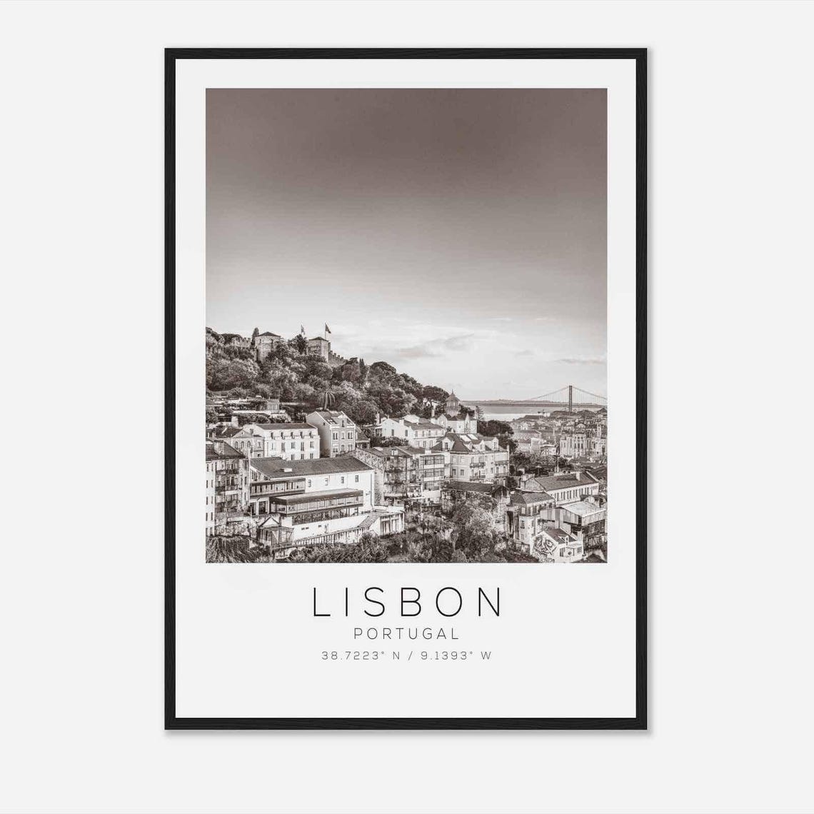 Lisbon Portugal Travel Photo Poster Bw Lisbon Travel Print Minimalist Travel Poster Print