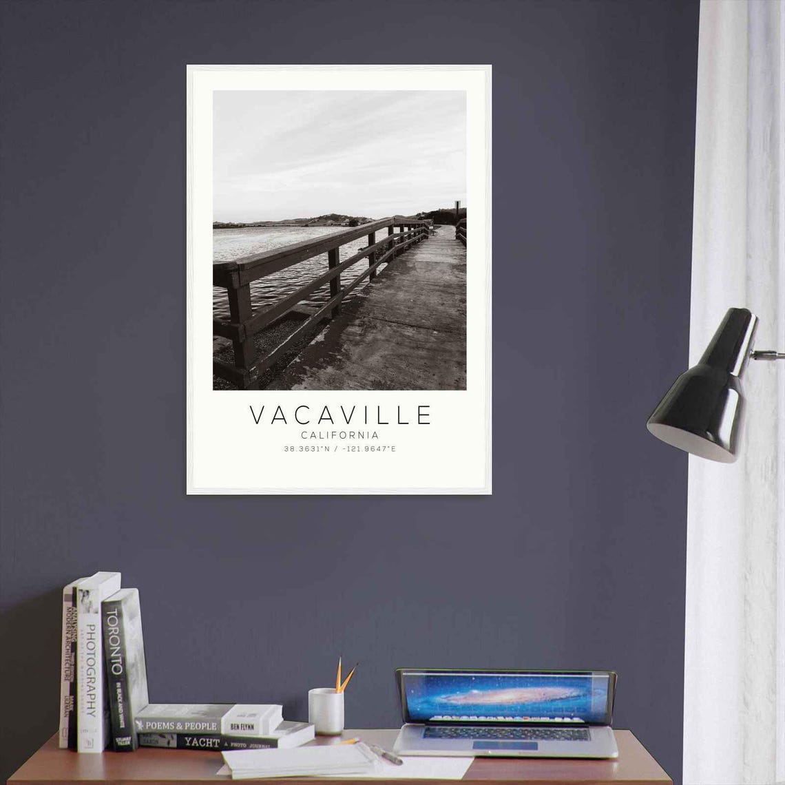 Vacaville California Waterfront Pier Vintage Black White Photo Poster - Image 3