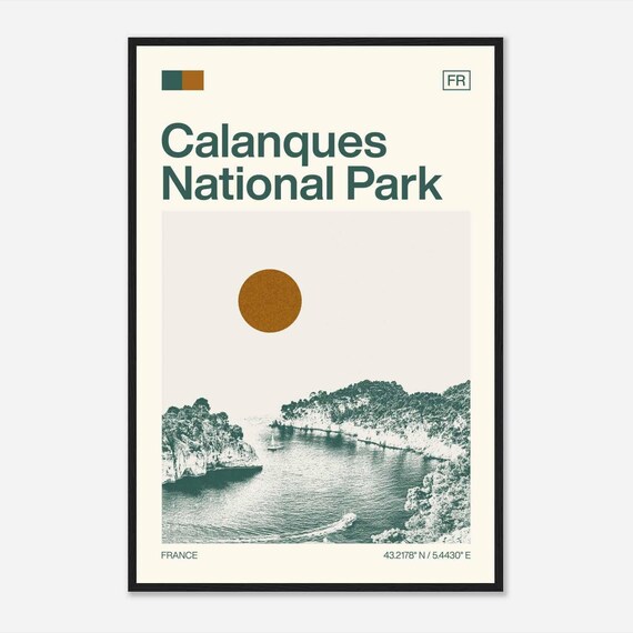 Calanques National Park France Coastal Cliffs View Travel Poster