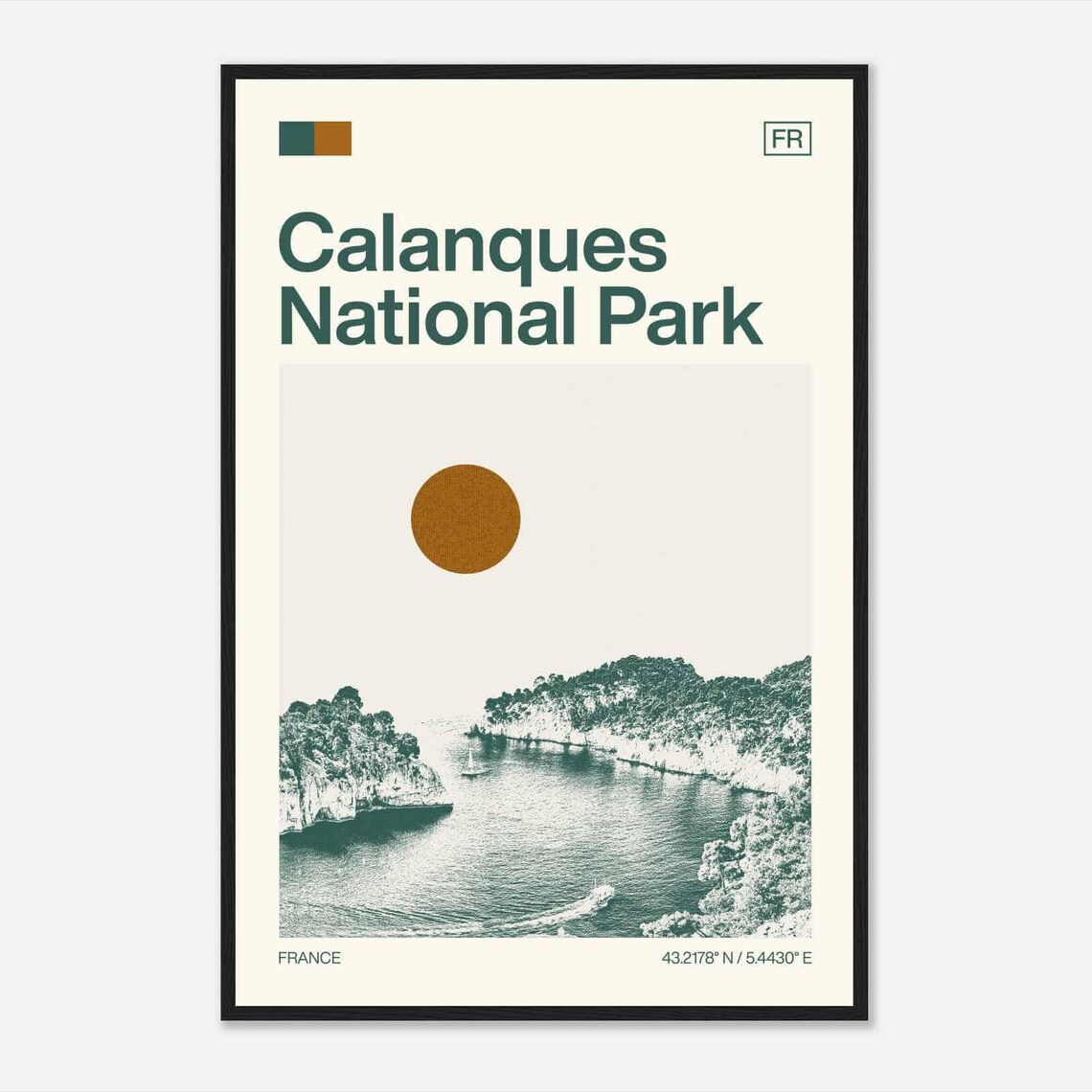 Calanques National Park France Coastal Cliffs View Travel Poster