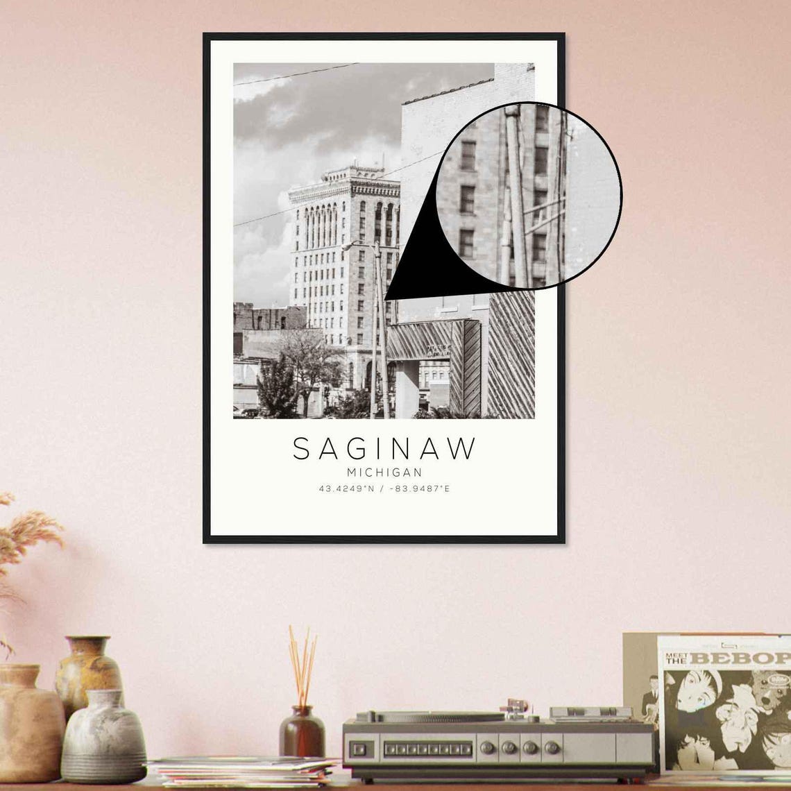 Saginaw Michigan Historic Downtown Architecture Skyline Poster - Image 4