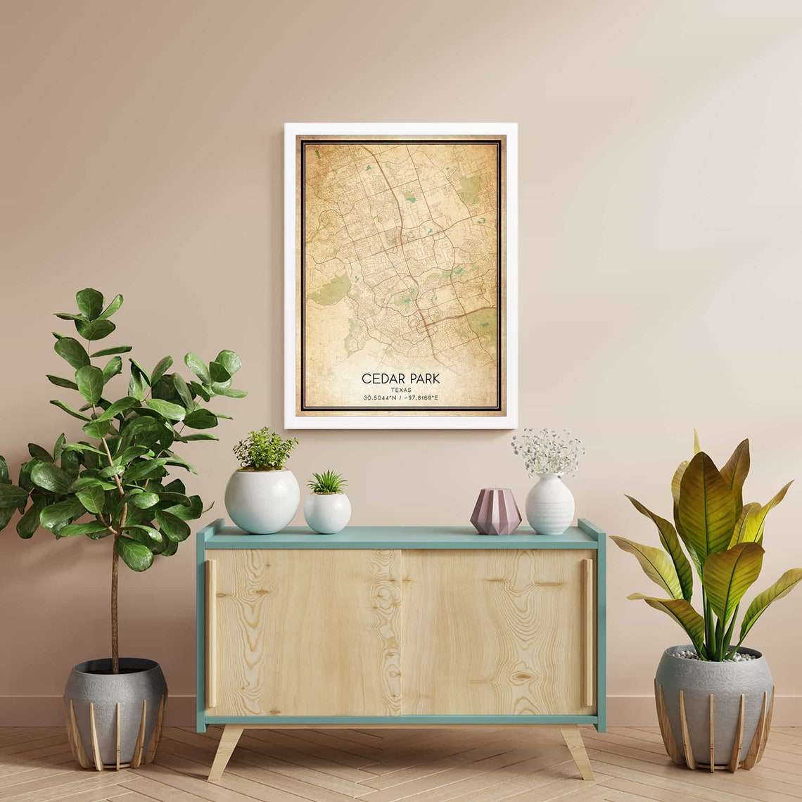 Cedar Park Texas Vintage City Street Map Home Decor Art Poster - Image 3