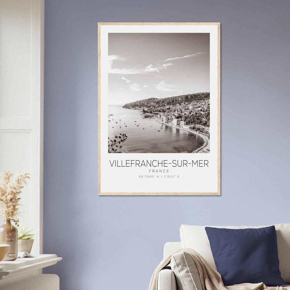 Villefranche Sur Mer France Travel Photo Poster Bw Villefranche Sur Mer Travel Print Minimalist Travel Poster Print Ds2 - Image 2
