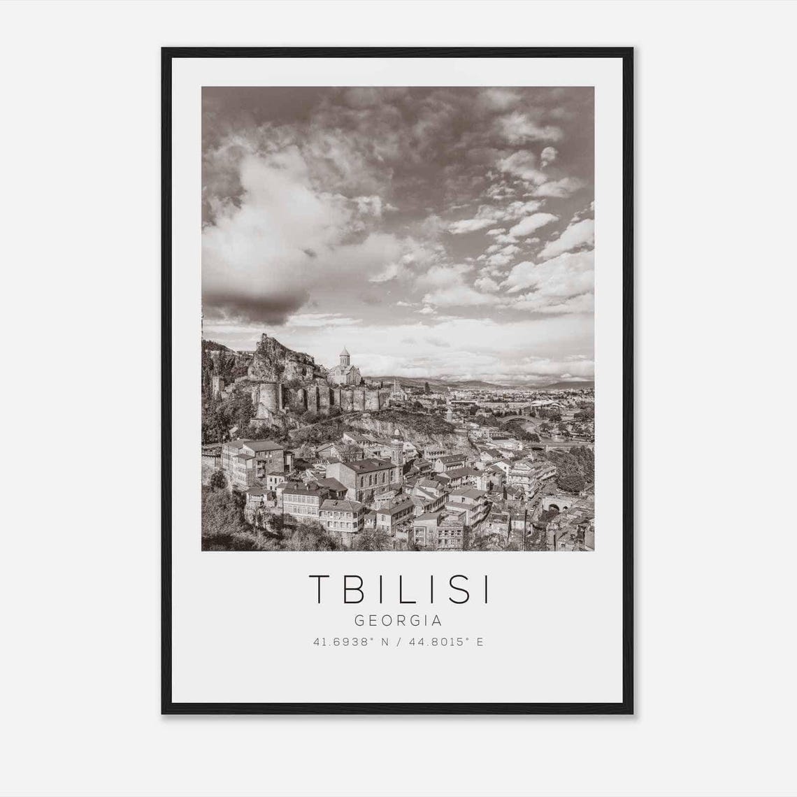 Tbilisi Georgia Travel Photo Poster Bw Tbilisi Travel Print Minimalist Travel Poster Print