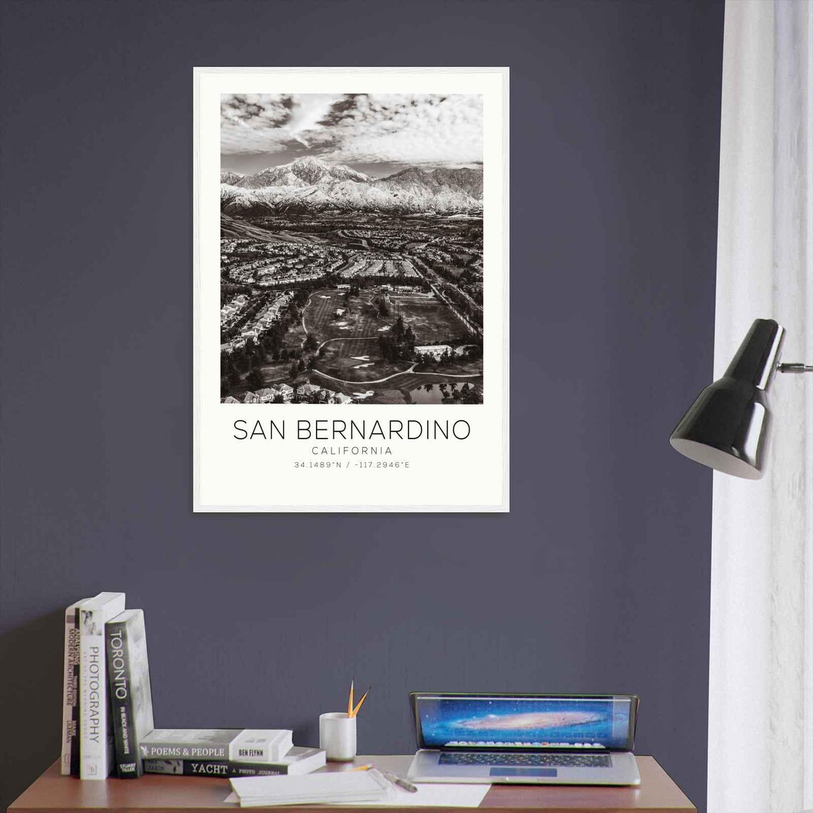 San Bernardino California Snow Capped Mountains Aerial Poster - Image 3