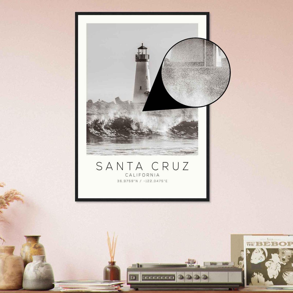 Santa Cruz California Photo Travel Poster Santa Cruz Travel Print Minimalist Travel Print Ds3 - Image 4