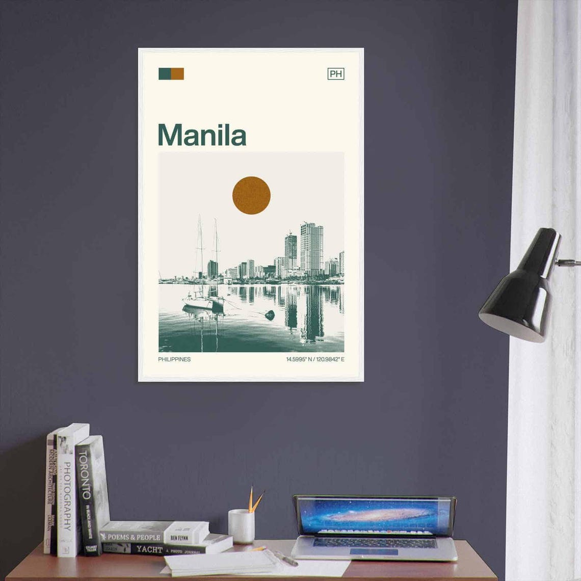 Manila Philippines Modern Minimalist Bay Sailboat Skyline Poster - Image 3