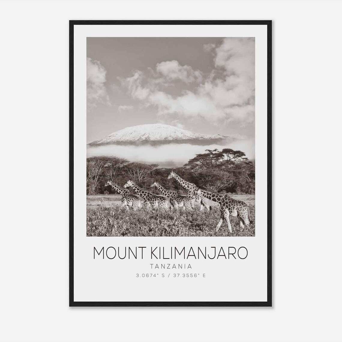 Mount Kilimanjaro Tanzania Minimalist Travel Poster