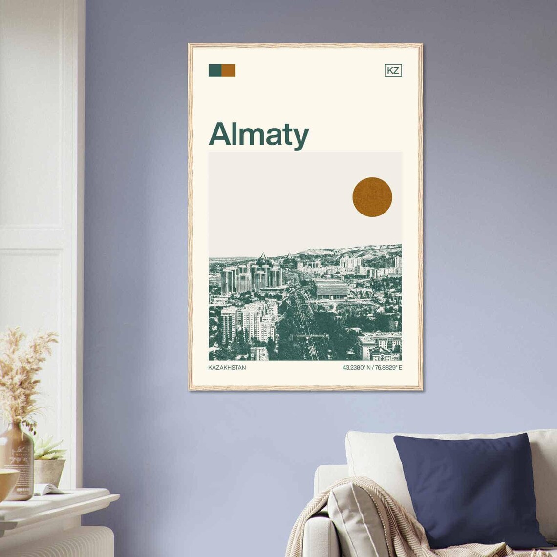 Almaty Kazakhstan Mountain Skyline Vintage Style Travel Poster - Image 2