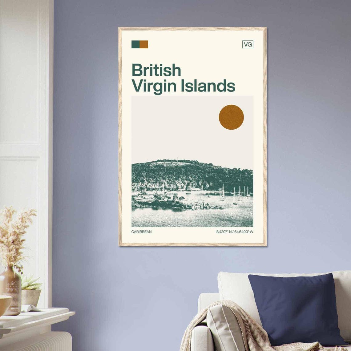 British Virgin Islands Caribbean Harbor Marina View Travel Poster - Image 2