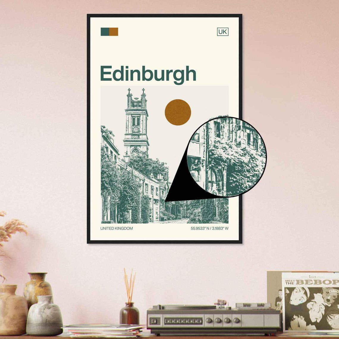 Edinburgh Old Town Church Clock Tower Street Scene Travel Poster - Image 4