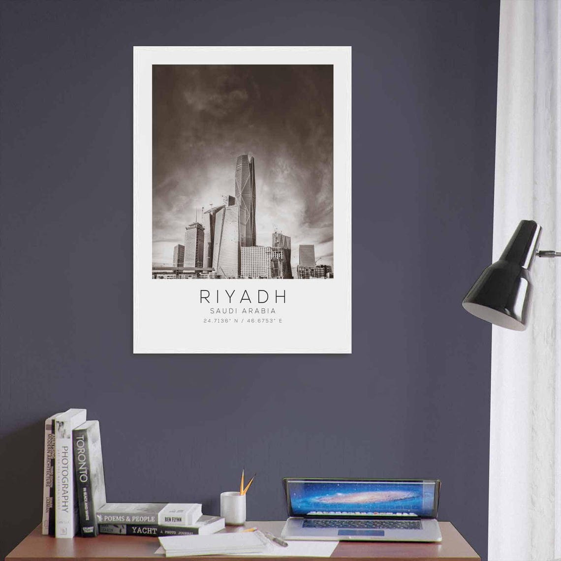 Riyadh Saudi Arabia Modern Skyscrapers Black and White Travel Poster - Image 3