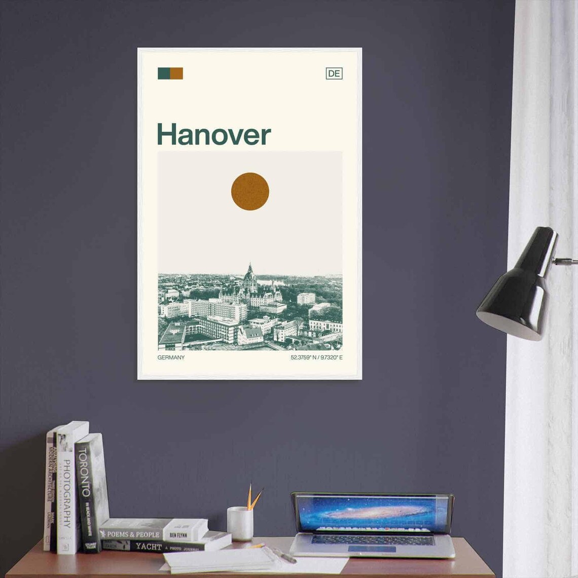 Hanover Germany City Town Hall Sun Minimalist Travel Art Poster - Image 3