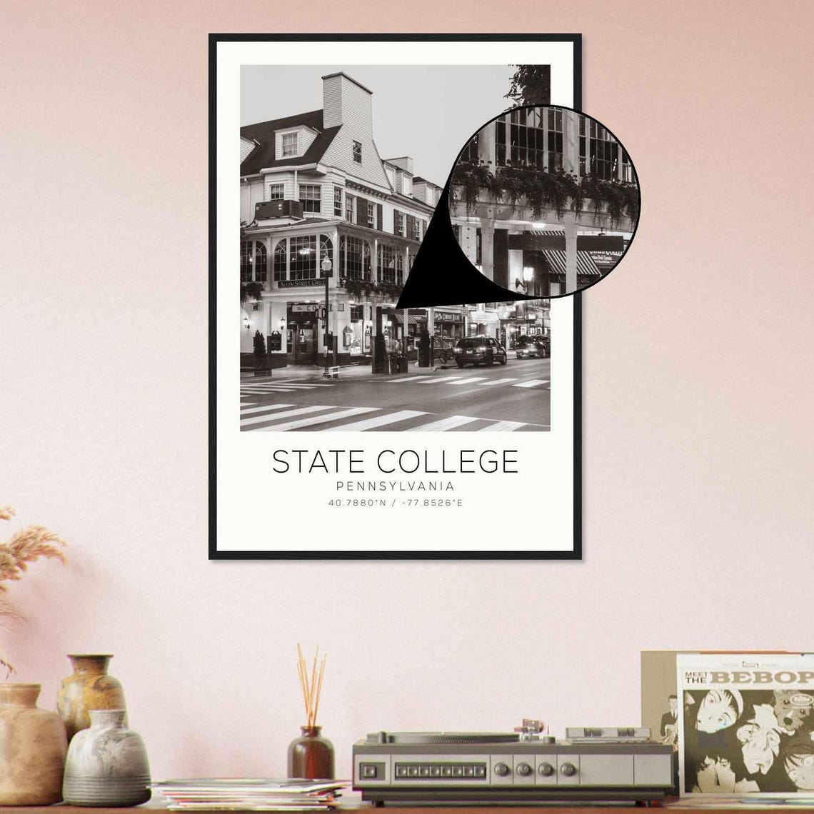 State College Pennsylvania Downtown Night Street Photo Travel Poster - Image 4