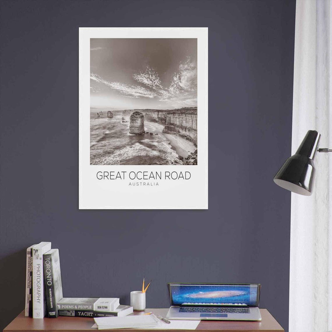 Great Ocean Road Australia Black and White Sea Stacks Coast Poster - Image 3