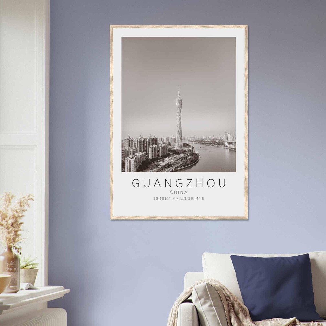 Guangzhou China Travel Photo Poster Bw Guangzhou Travel Print Minimalist Travel Poster Print - Image 2