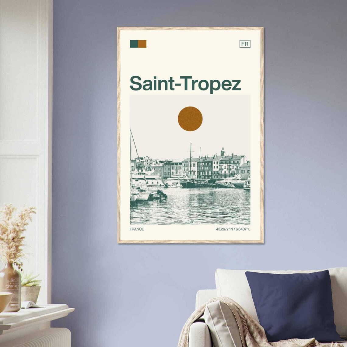 Saint-Tropez France Riviera Marina Yachts Minimalist Travel Poster - Image 2