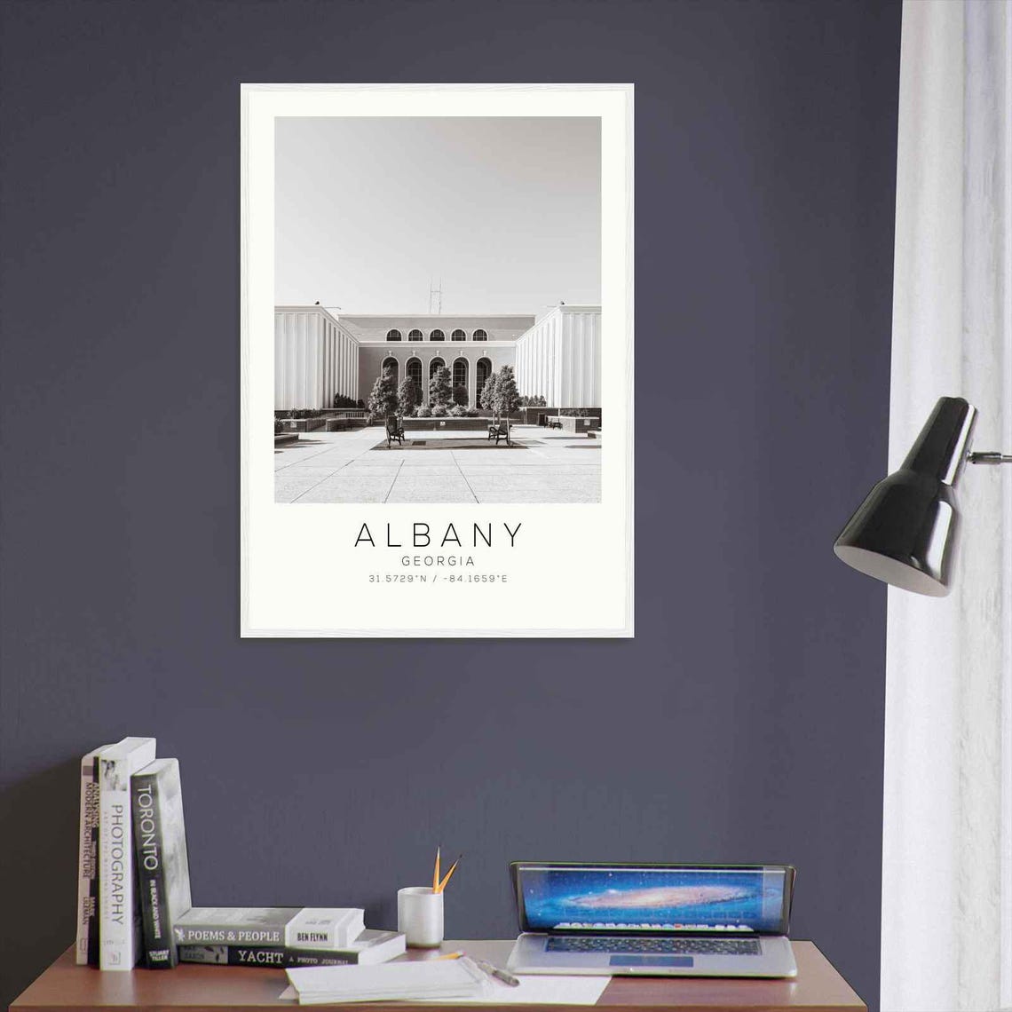 Albany Georgia Modern Civic Building Black White Photo Poster - Image 3