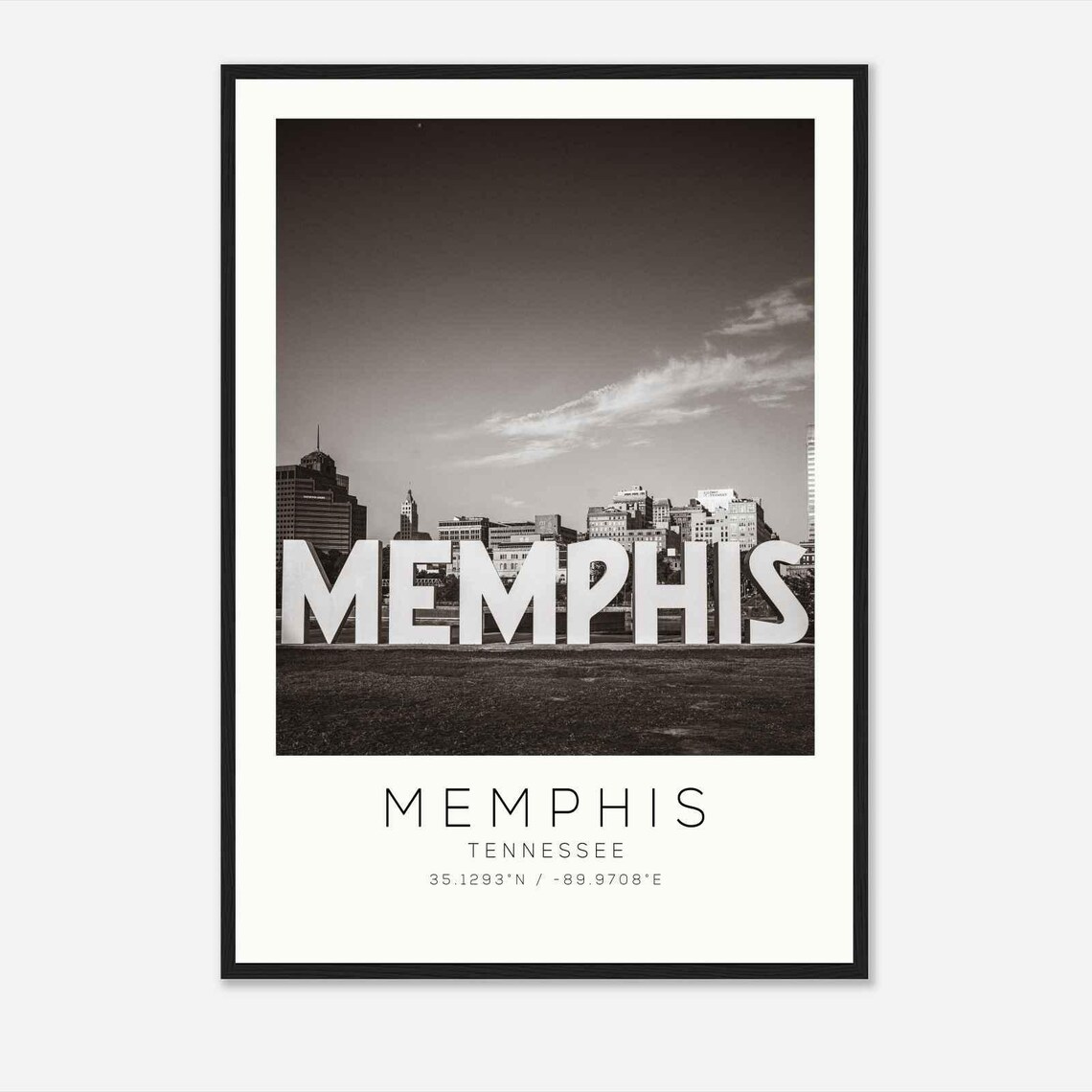 Memphis Tennessee Big Memphis Sign Skyline Minimalist Travel Poster