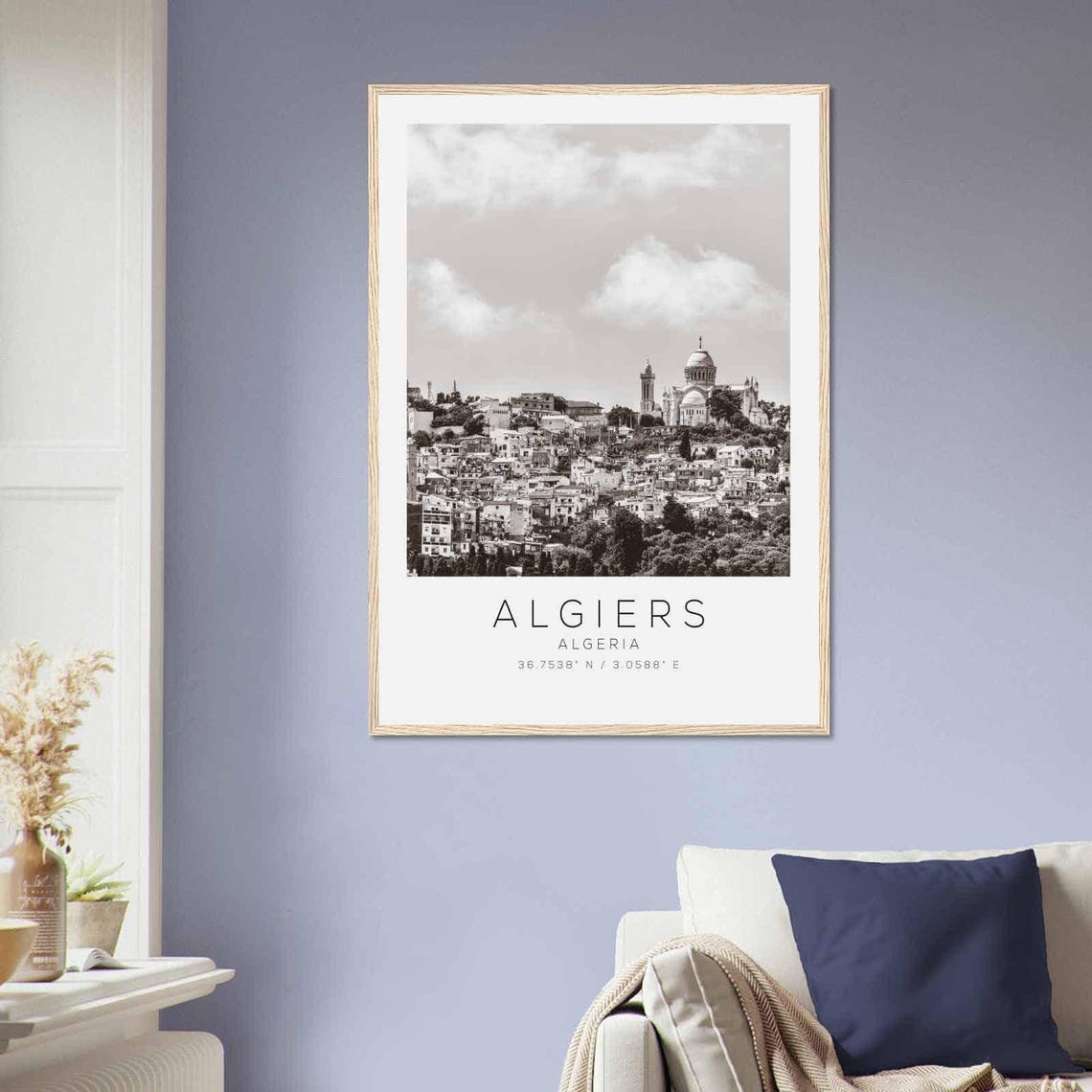 Algiers Algeria Black White Basilica Hillside Cityscape Travel Poster - Image 2
