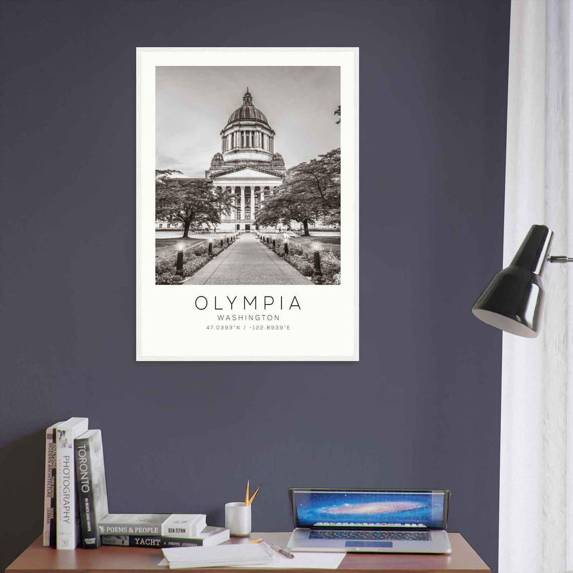 Olympia Washington State Capitol Dome Black and White Photo Poster - Image 3