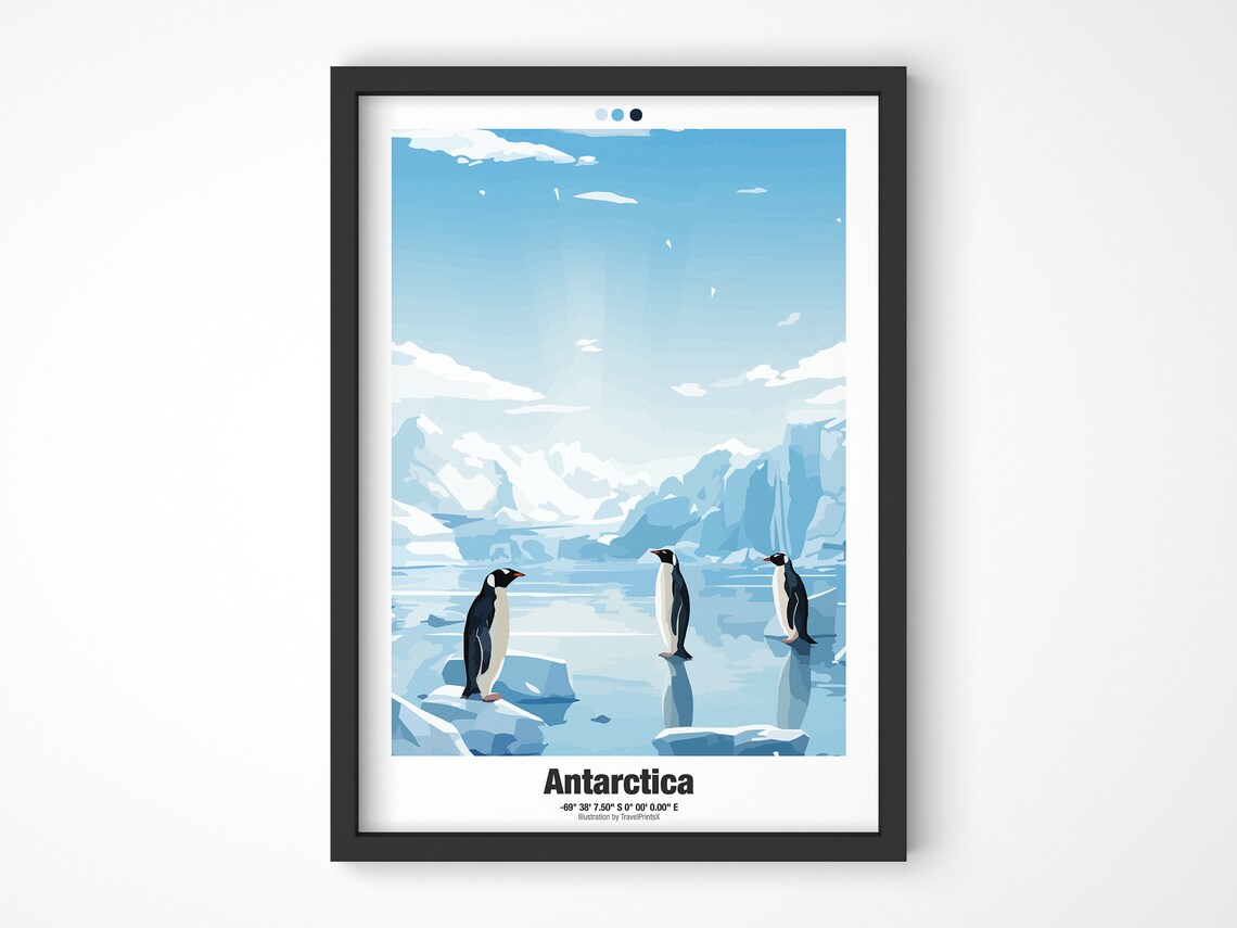 Antarctica Penguins Iceberg Colony Frozen Ocean Travel Poster