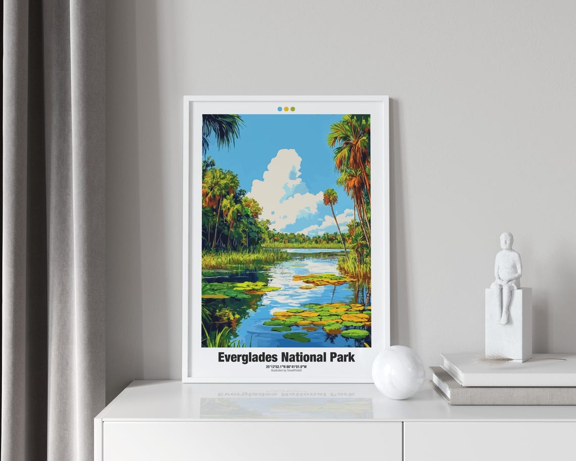Everglades National Park Poster Florida Wetlands Lily Pads Artwork - Image 3