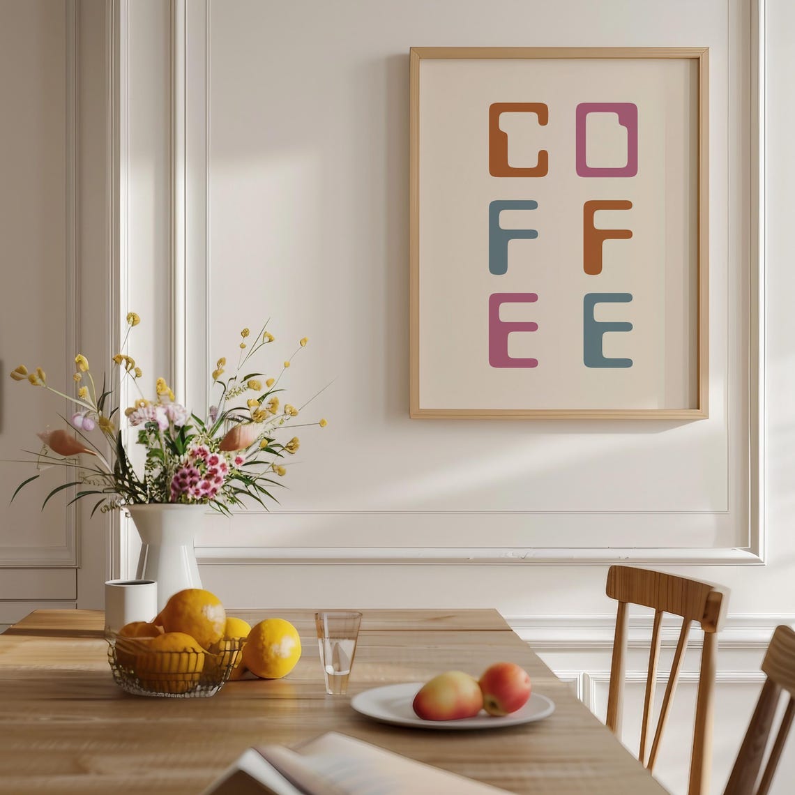 Retro Coffee Typography Kitchen Wall Decor Letter Art Poster