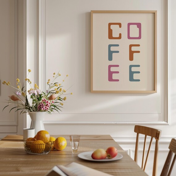 Retro Coffee Typography Kitchen Wall Decor Letter Art Poster