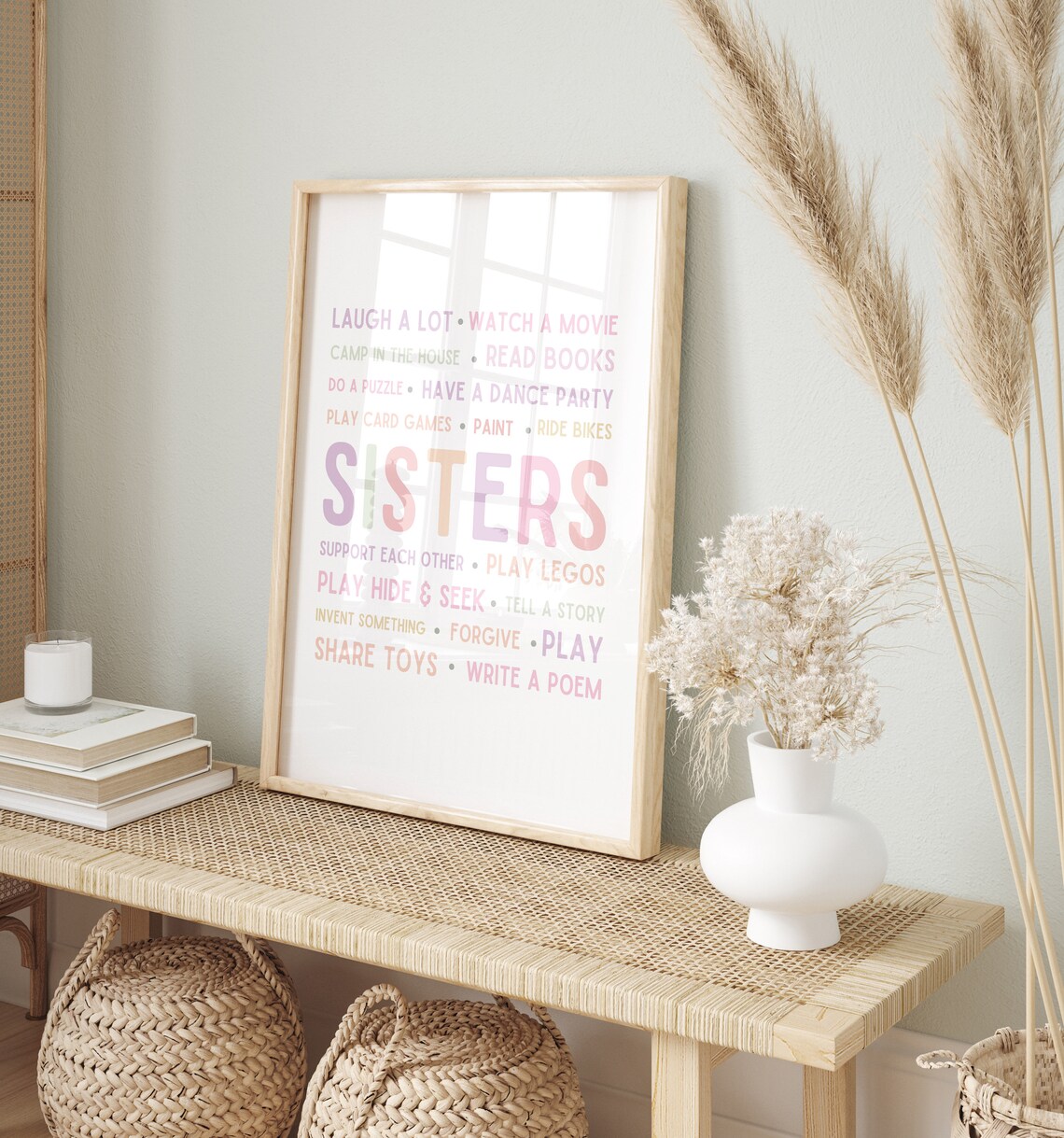 Girls Room Sisters Quote Nursery Wall Art Print