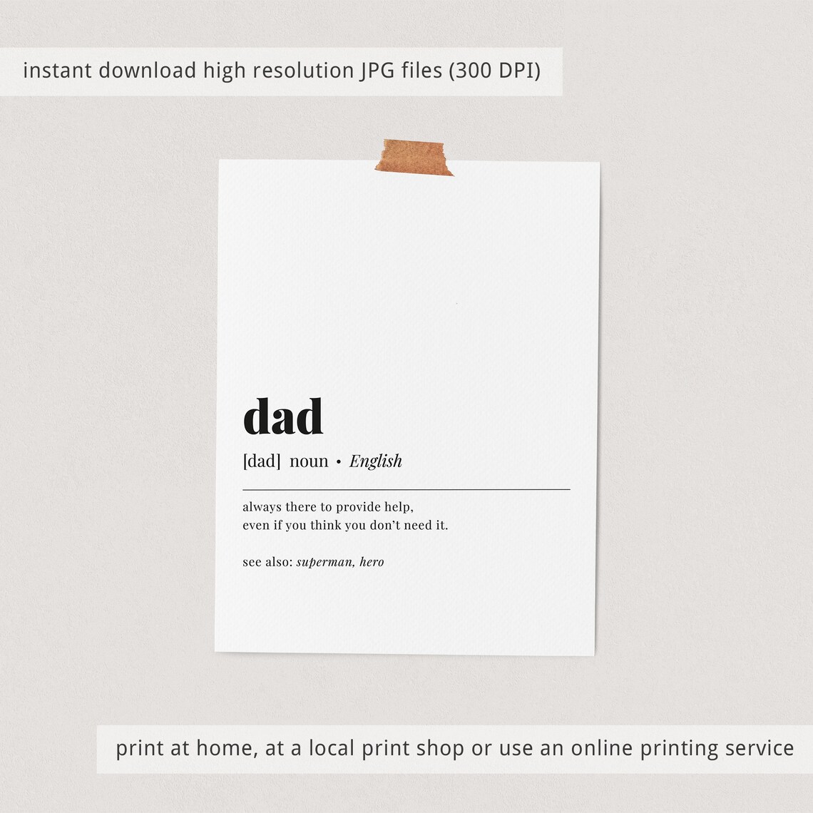 Dad Definition Funny Fathers Day Art Print - Image 3