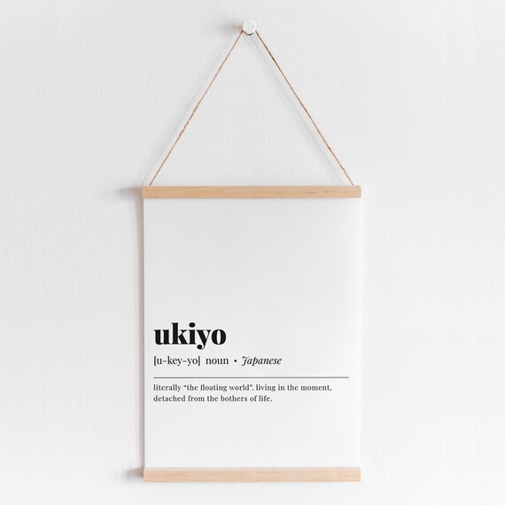 Ukiyo Definition Floating World Japanese Minimalist Typography Poster