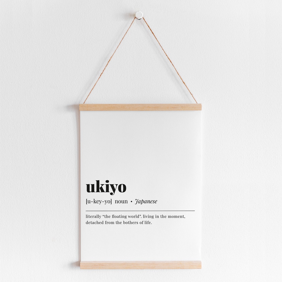 Ukiyo Definition Floating World Japanese Minimalist Typography Poster