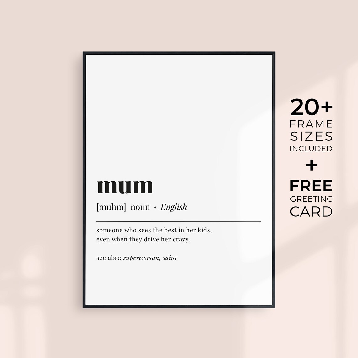 Mum Definition Love Gift Minimalist Typography Poster Mothers Day