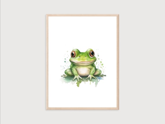Baby Frog Print Nursery Decor Kids Room Wall Art Nursery Baby Animal Print Watercolor Frog Frog Nursery Wall Art