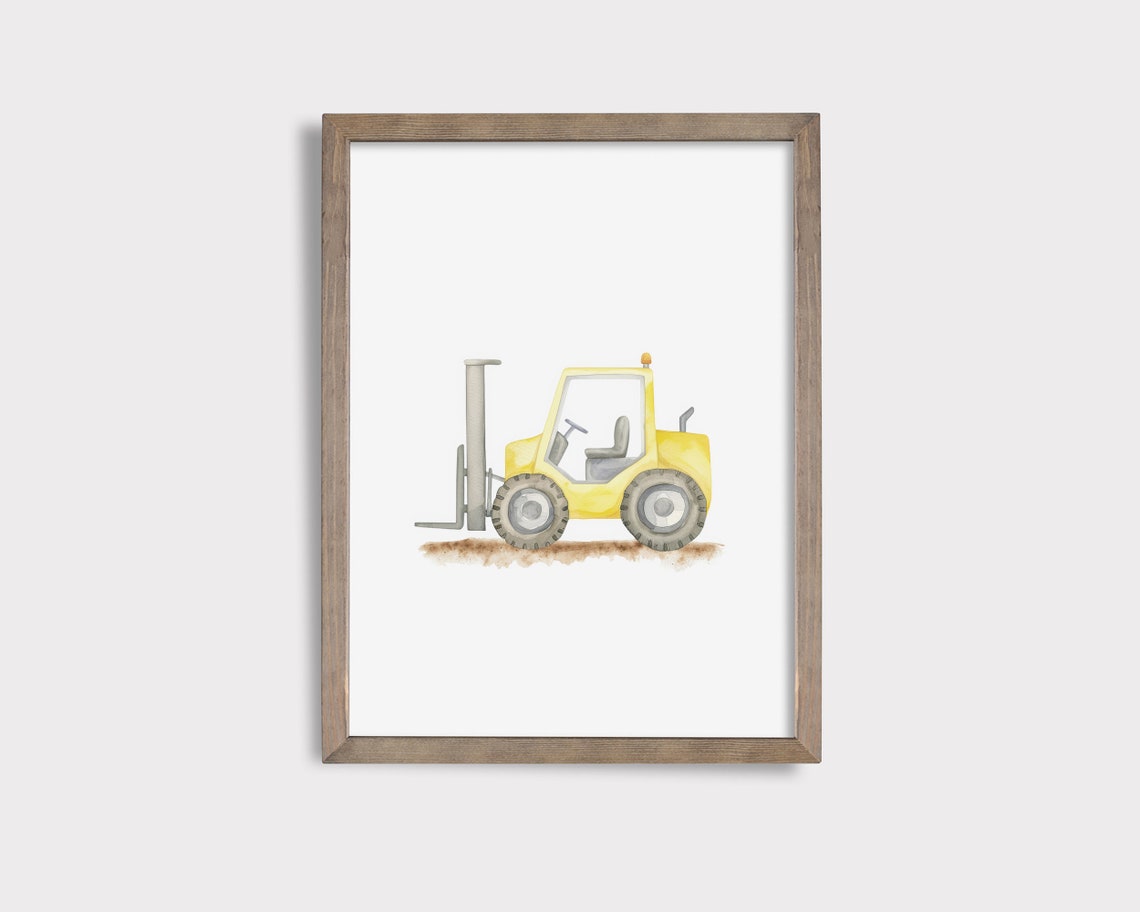 Forklift Nursery Print Construction Truck Print Construction Nursery Decor Boy Room Wall Art Playroom Wall Art Watercolor Forklift