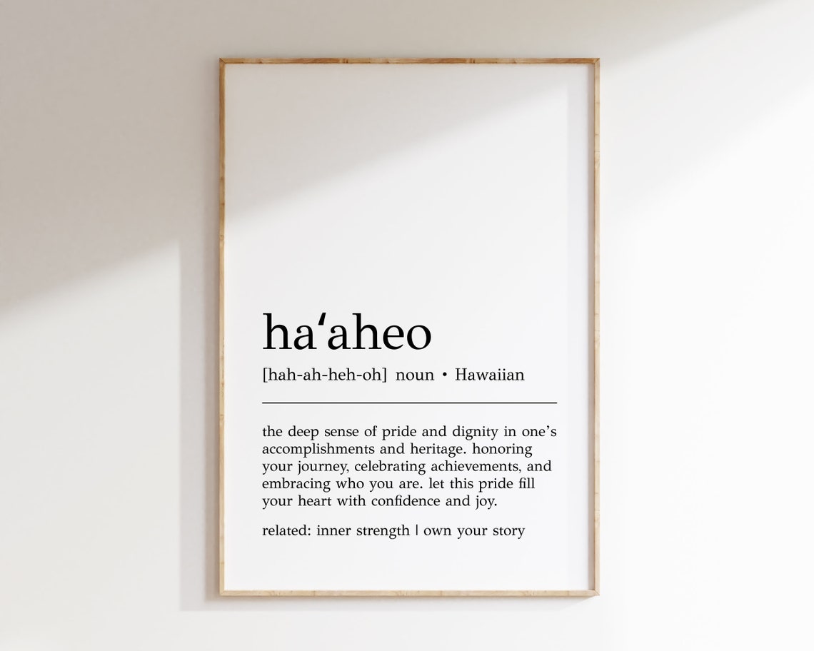 Haaheo Definition Print Hawaiian Decor Definition Poster Inspirational Art Minimalist Decor Haaheo Art Hawaiian Definition Print