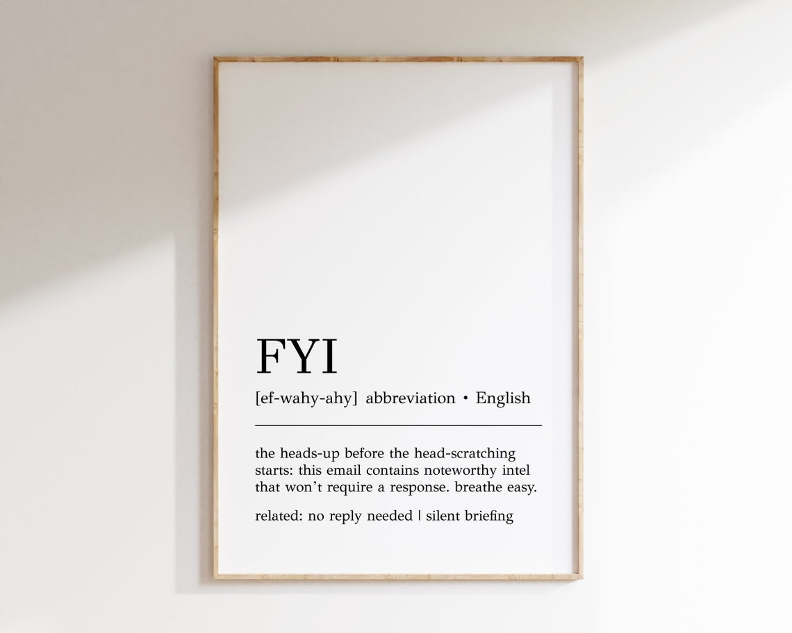 Funny FYI Abbreviation Definition Office Email Humor Cubicle Poster