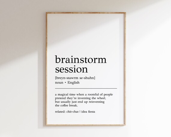 Brainstorm Session Definition Print Funny Office Decor Home Office Wall Art Cubicle Wall Art Work From Home Art Print
