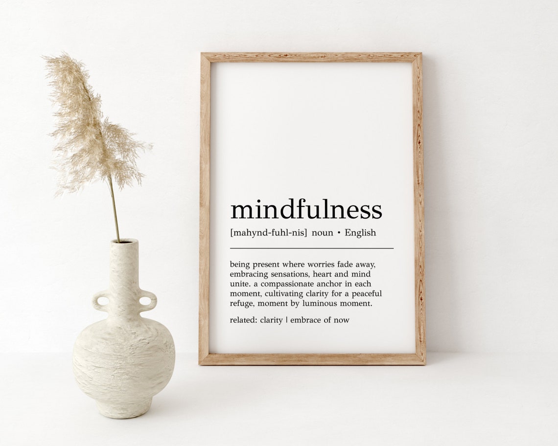 Mindfulness Definition Inspirational Typography Minimalist Poster - Image 2