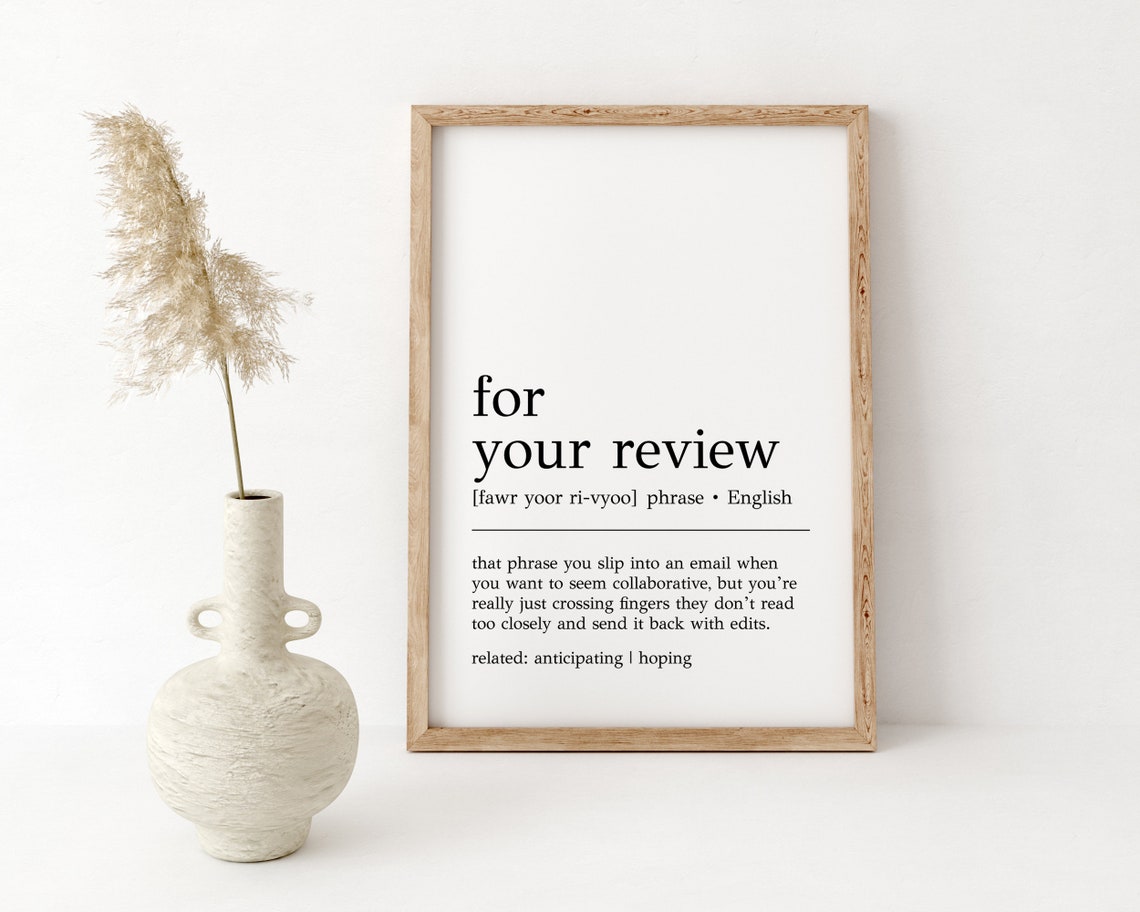 For Your Review Definition Print Funny Office Decor Home Office Wall Art For Your Review Print Cubicle Decor Digital Print - Image 2