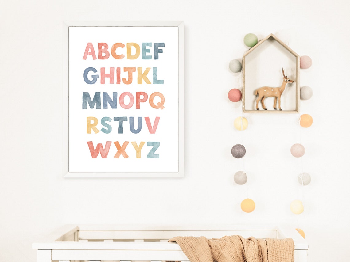 Boho Rainbow Alphabet Print Print Educational Wall Art Nursery Wall Decor Boho Alphabet Nursery Print Educational Print - Image 2