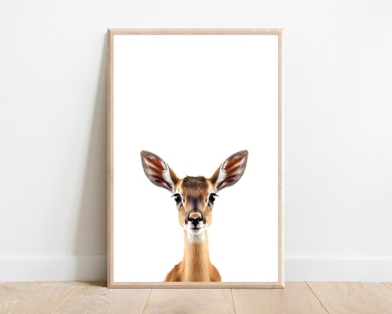 Sweet Baby Gazelle Safari Portrait Cute Nursery Room Wall Art