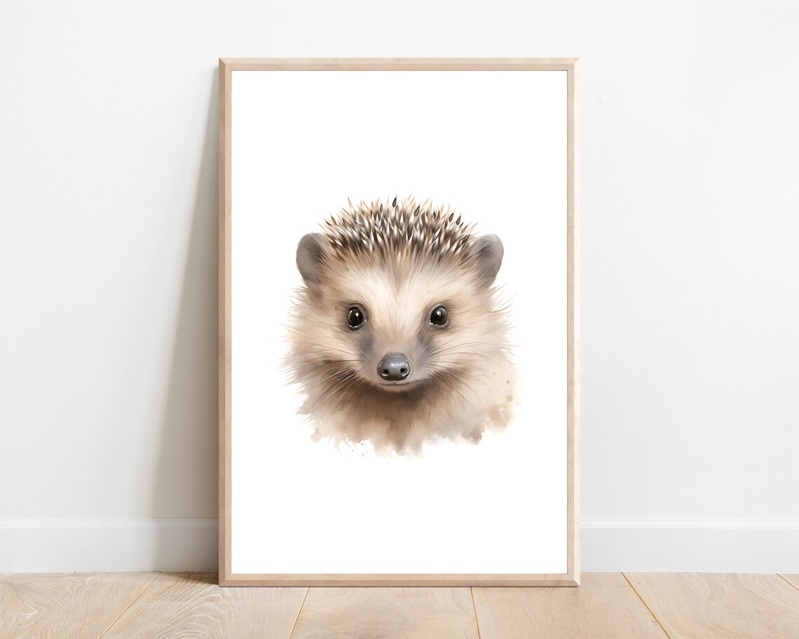 Hedgehog Nursery Animal Print, Woodland Decor