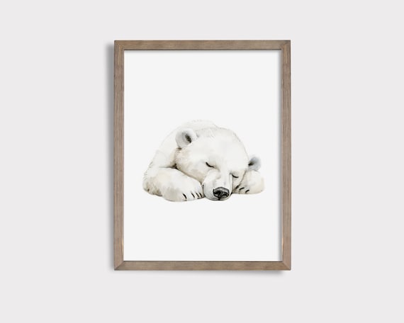 Sleeping Polar Bear Print Polar Bear Nursery Decor Arctic Nursery Decor Arctic Nursery Art Cute Animal Print Sleeping Animal Print